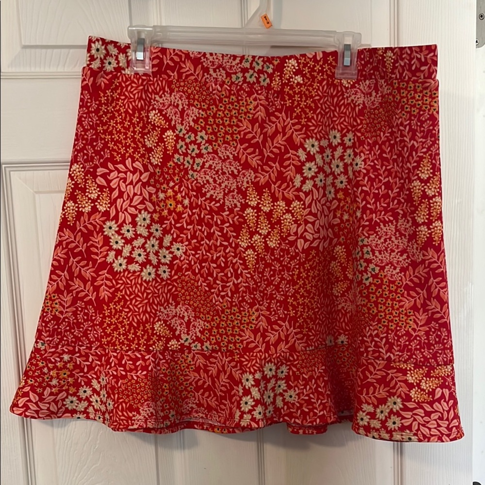 Floral Red Skirt